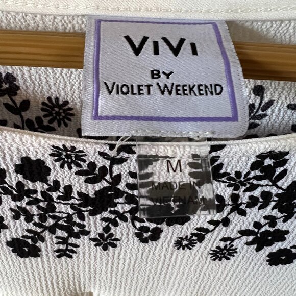 Vivi By Violet Weekend 3/4 Bell Sleeve Floral Ruffle White Boho Dress women, NEW - Picture 4 of 9